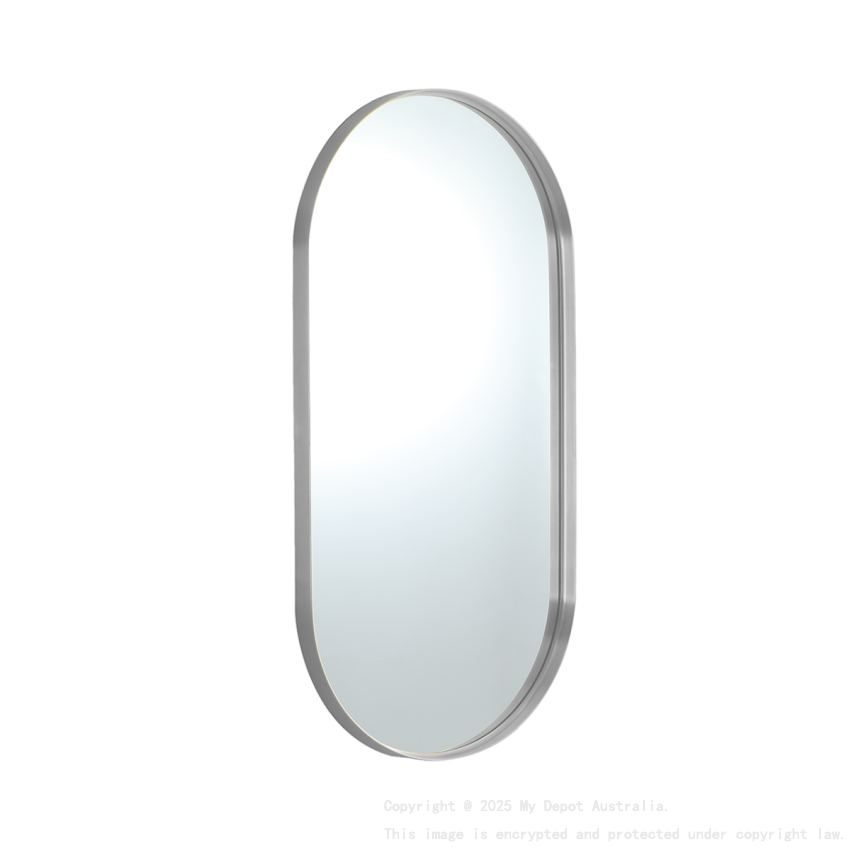 450X900X35mm Brushed Nickel Ellips Frame Mirror