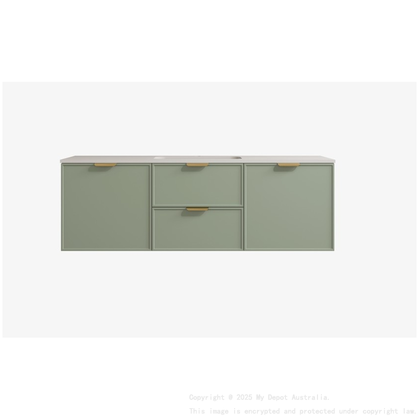 1190*455*560mm Olive Green Madura Federation Wall Hung PVC Cabinet Left Hand Drawers