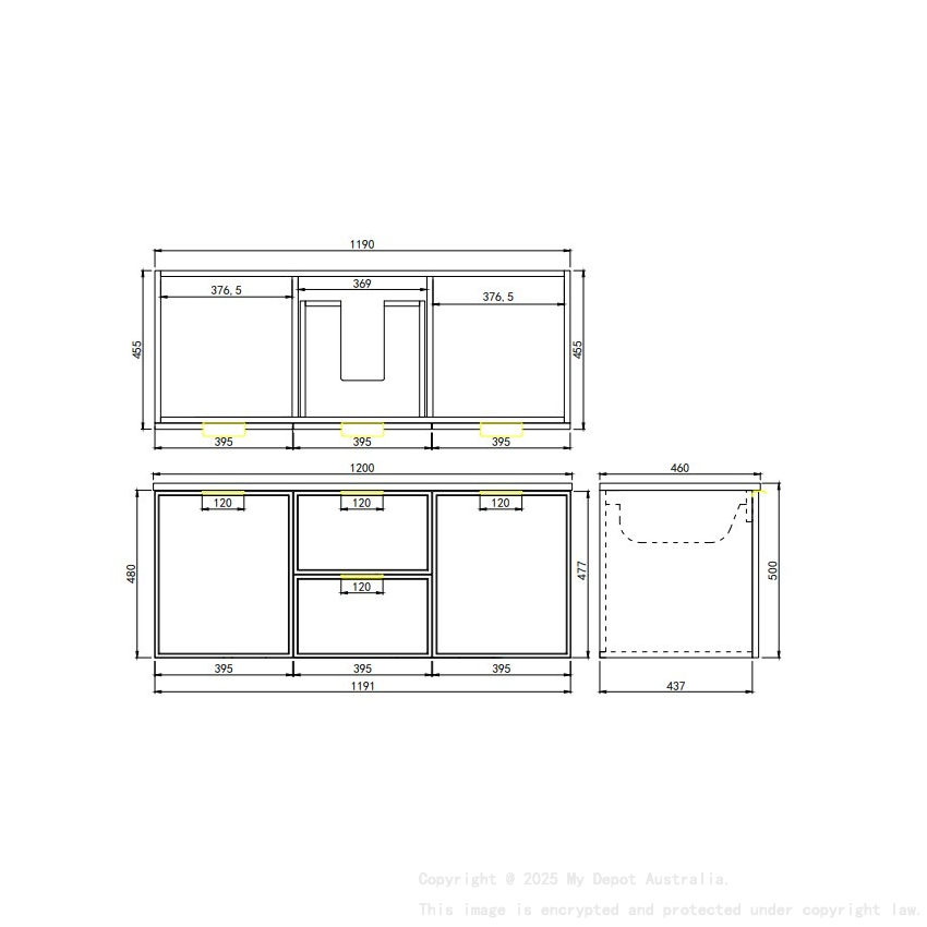 1190*455*560mm Matte White Madura Federation Wall Hung PVC Cabinet