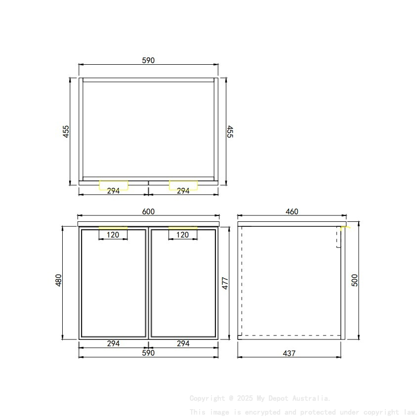 590*455*560mm Olive Green Madura Federation Wall Hung PVC Cabinet