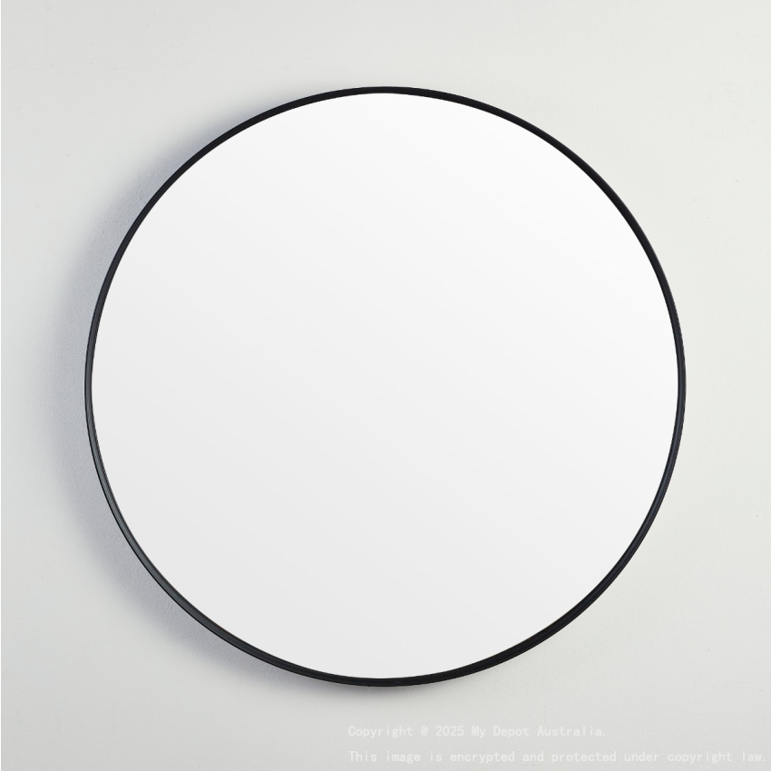 900X900X35mm Matte Black Orbis Frame Mirror