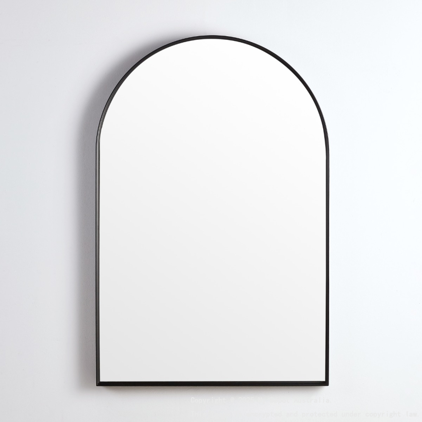 600X900X35mm Matte Black Arco Frame Mirror