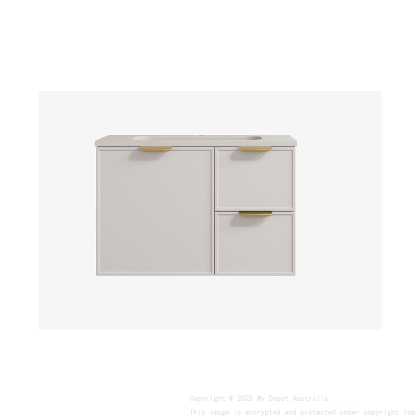 740*455*560mm Matte White Madura Federation Wall Hung PVC Cabinet Right Hand Drawers