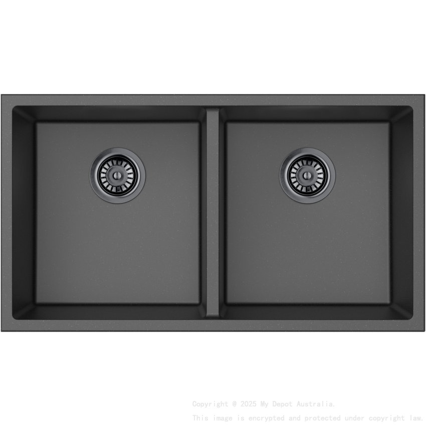 Size:813*457*241mm Bowl:761*405*241mm Matte Black Crete Granite Sink Double Bowl