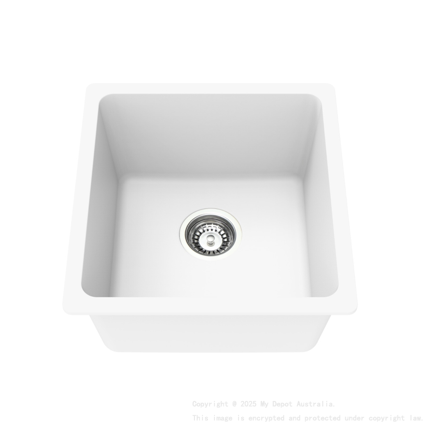 Size:430*450*235mm Bowl:397X380X235mm Artic White Crete Granite Sink Single Bowl