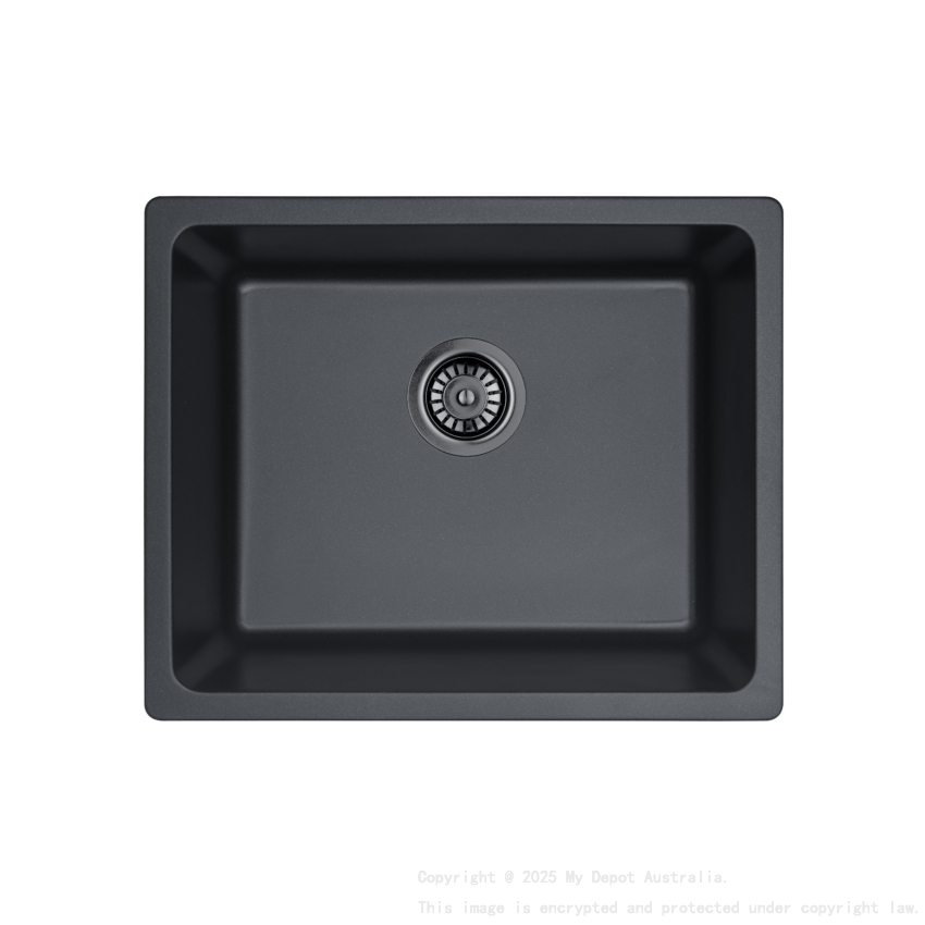 Size:550*450*235mm Bowl:499X399X235mm Matte Black Crete Granite Sink Single Bowl