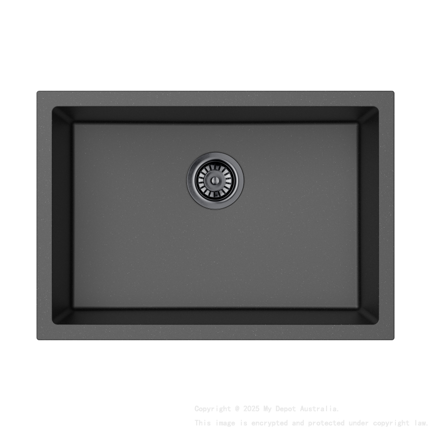 Size:660*460*225mm Bowl:397X598X225mm Matte Black Crete Granite Sink Single Bowl