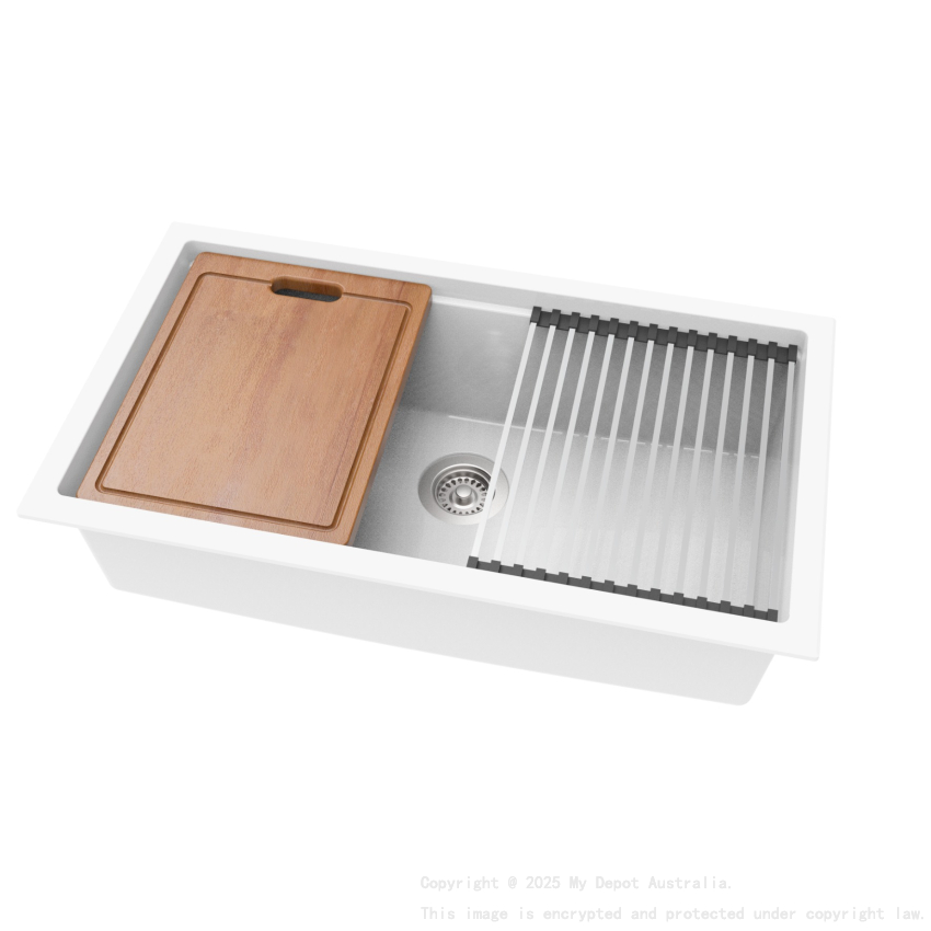 Size:825*470*241mm Bowl Size:760*381*241mm Artic White Gabrio Granite Sink With Work Station Single Bowl