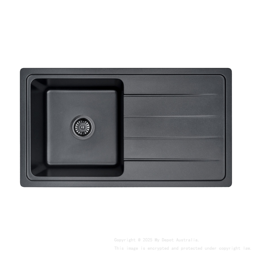 Size:864*484*235mm Bowl Size:380X400X235mm Matte Black Gabrio Granite Sink With Work Station