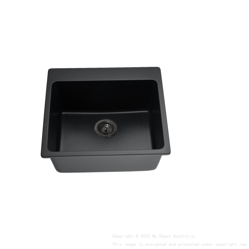 Size:550*510*235mm Bowl Size:499*398*235mm Matte Black Laufey Granite Laundry/Bar Sink