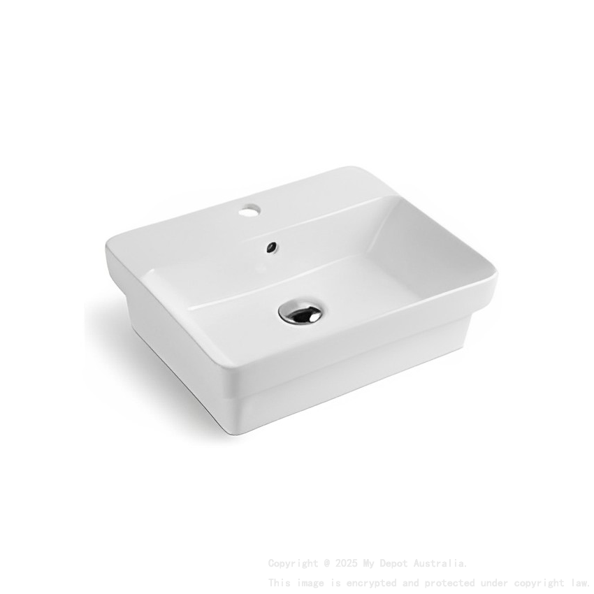 495*400*150mm Gloss White Kliff Fine Ceramic Insert Basin Tap Hole Overflow 32mm Waste