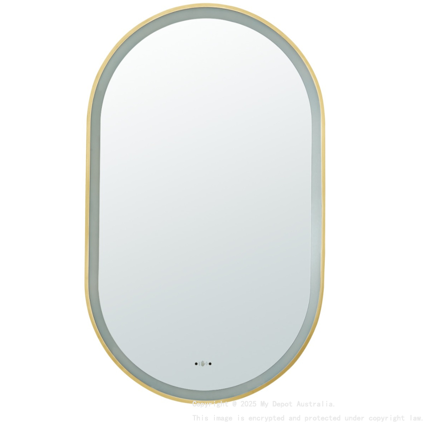 450(W)*900mm(H) Brushed Gold Ellips Framed LED Mirror