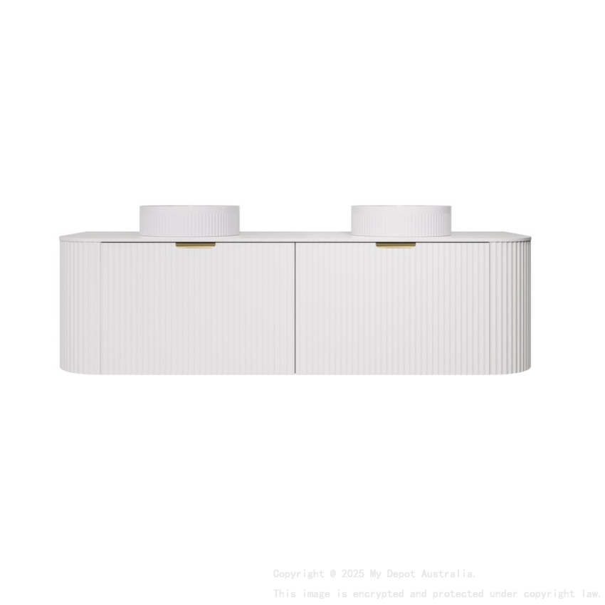1490X455X470mm Matte White Agena Modern Fluted Wall Hung Vanity PVC Cabinet