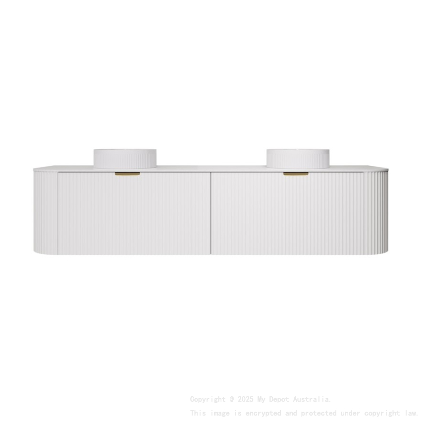 1790X455X470mm Matte White Agena Modern Fluted Wall Hung Vanity PVC Cabinet