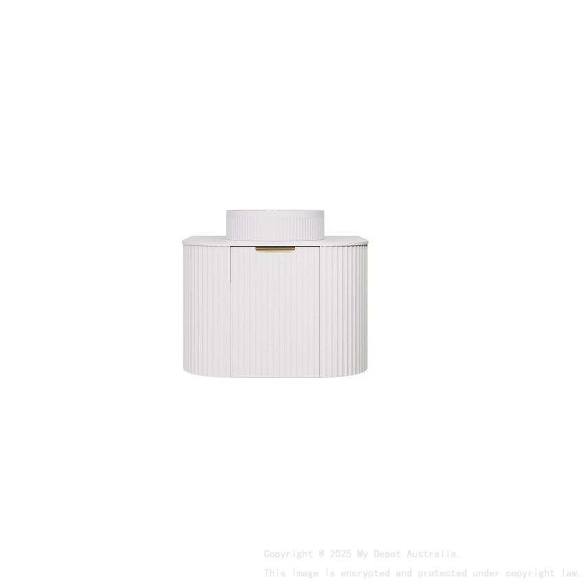 590X455X400mm Matte White Agena Modern Fluted Wall Hung Vanity PVC Cabinet