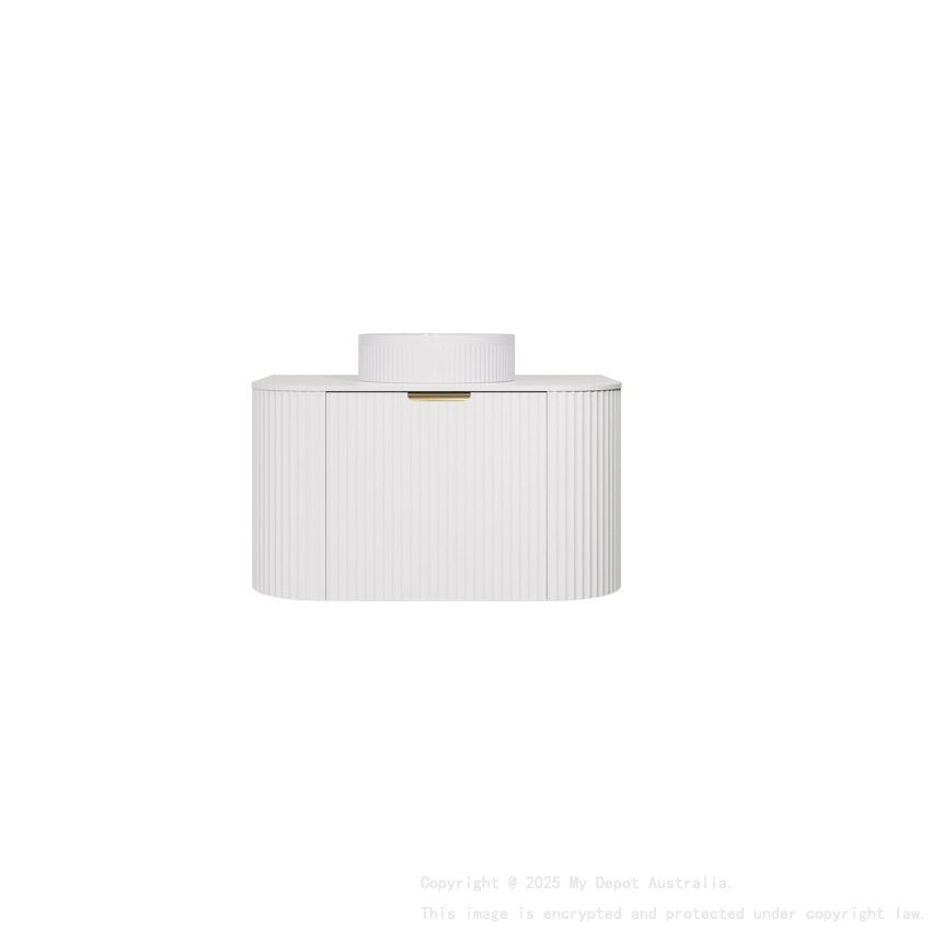 740X455X400mm Matte White Agena Modern Fluted Wall Hung Vanity PVC Cabinet