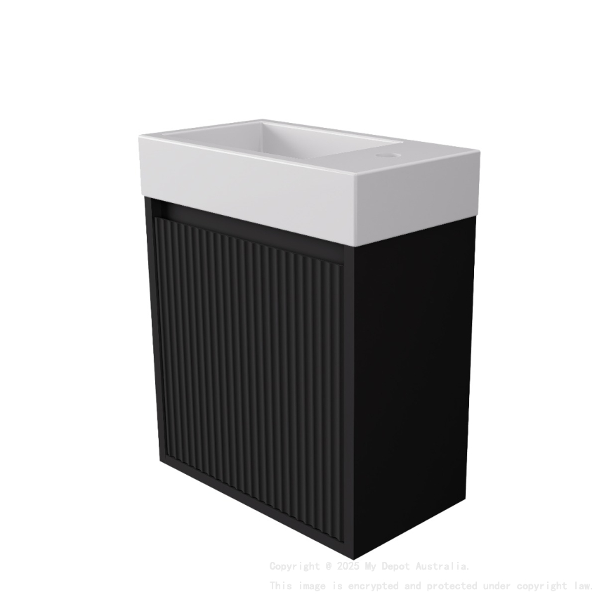450x255x480mm Matte Black Crete Mini Wall Hung PVC Cabinet