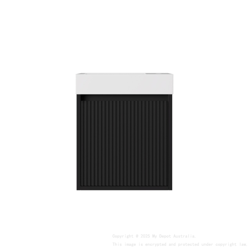 450x255x480mm Matte Black Crete Mini Wall Hung PVC Cabinet