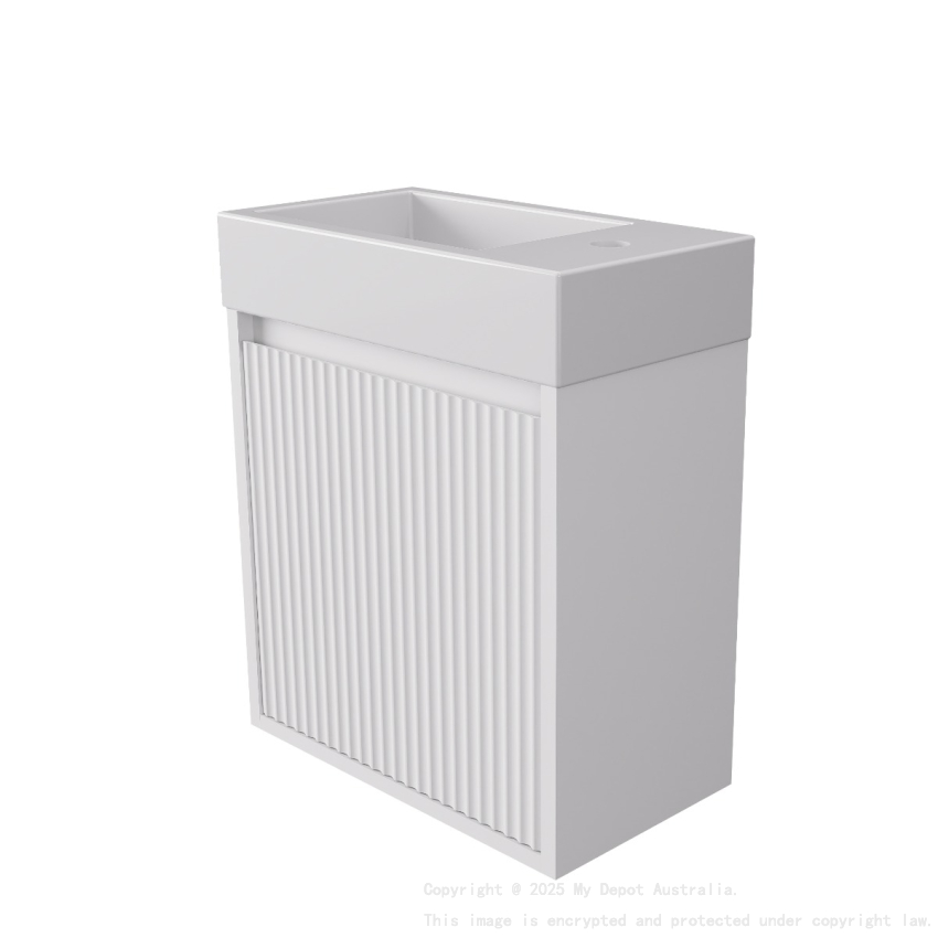 450x255x480mm Matte White Crete Mini Wall Hung PVC Cabinet