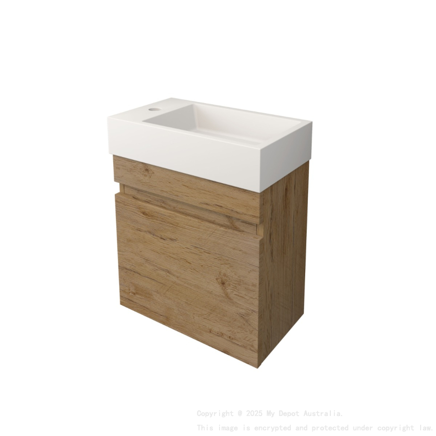 420X250X500mm Camden Modern Wall Hung Cabinet Prime Oak Soft Closing Finger Pull Doors