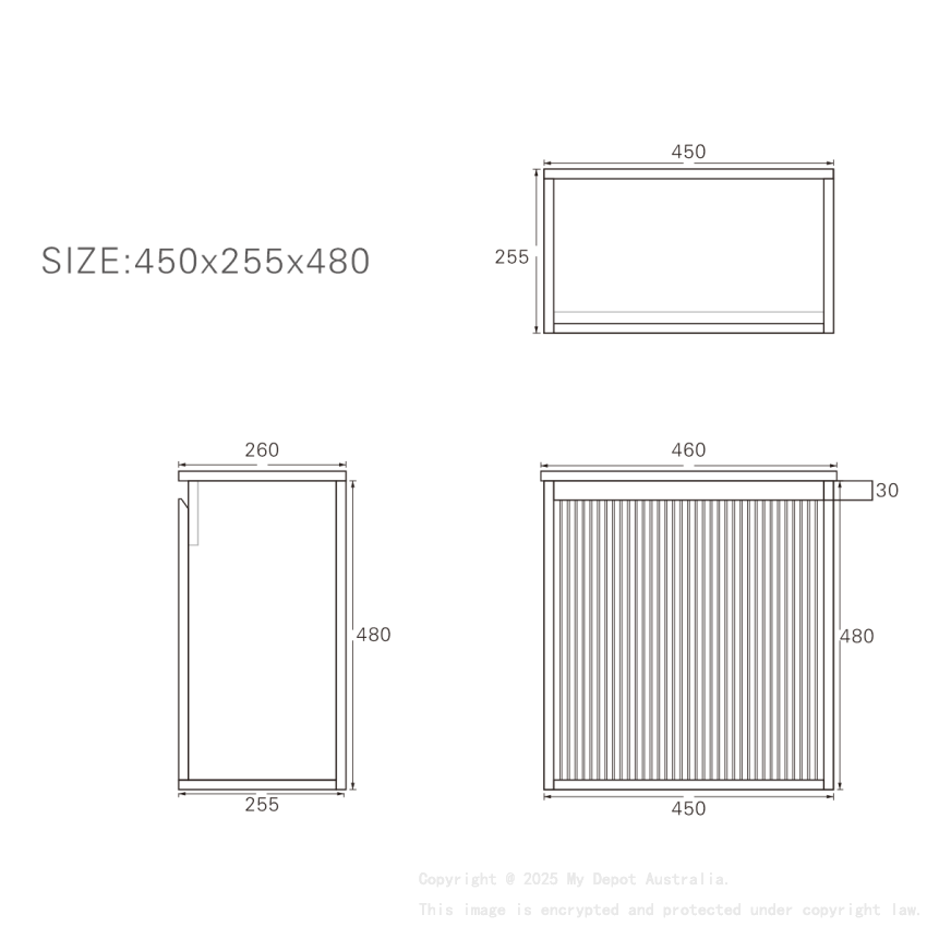 420X250X500mm Camden Modern Wall Hung Cabinet Prime Oak Soft Closing Finger Pull Doors