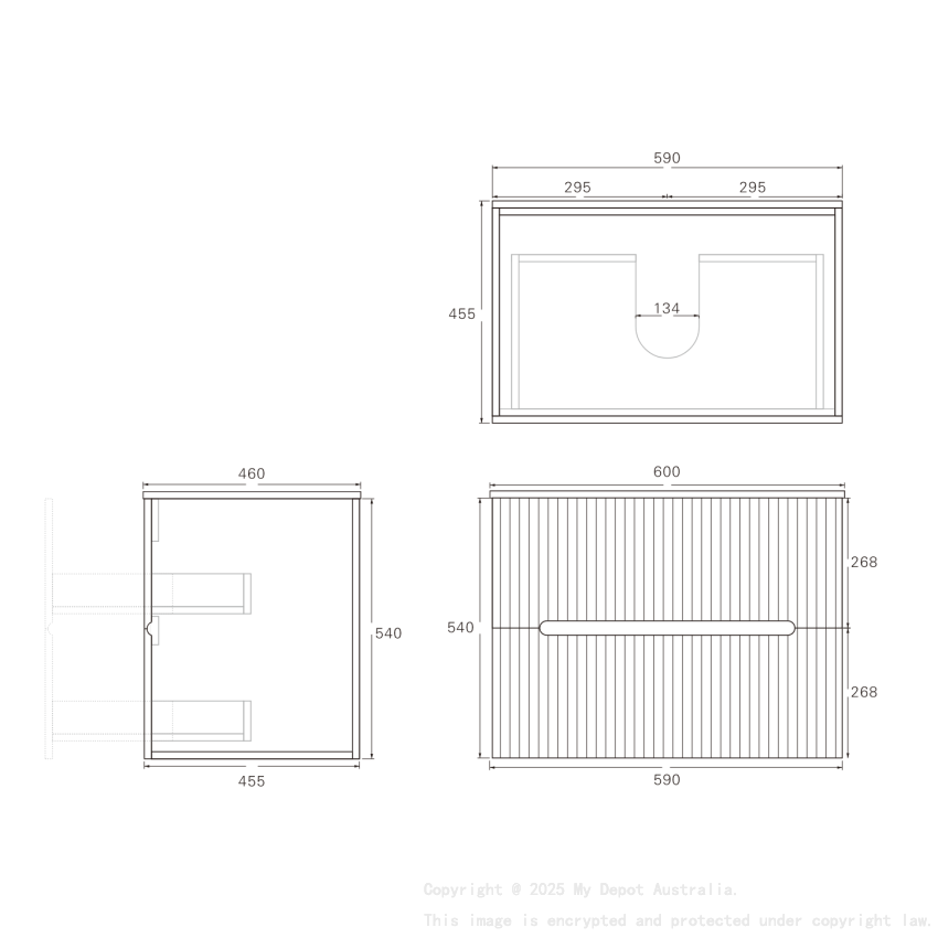 590*455*540mm Matte White Cabarita Morden Wall Hung PVC Cabinet
