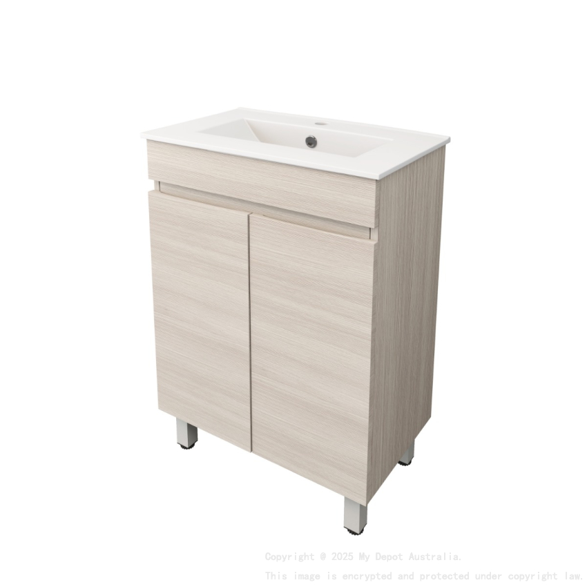 590X355X710mm Camden Modern Free Standing Cabinet Coastal Oak Soft Closing Finger Pull Doors