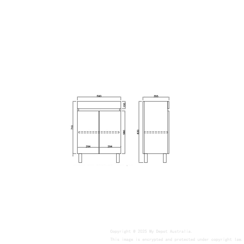 590X355X710mm Camden Modern Free Standing Cabinet Prime Oak Soft Closing Finger Pull Doors
