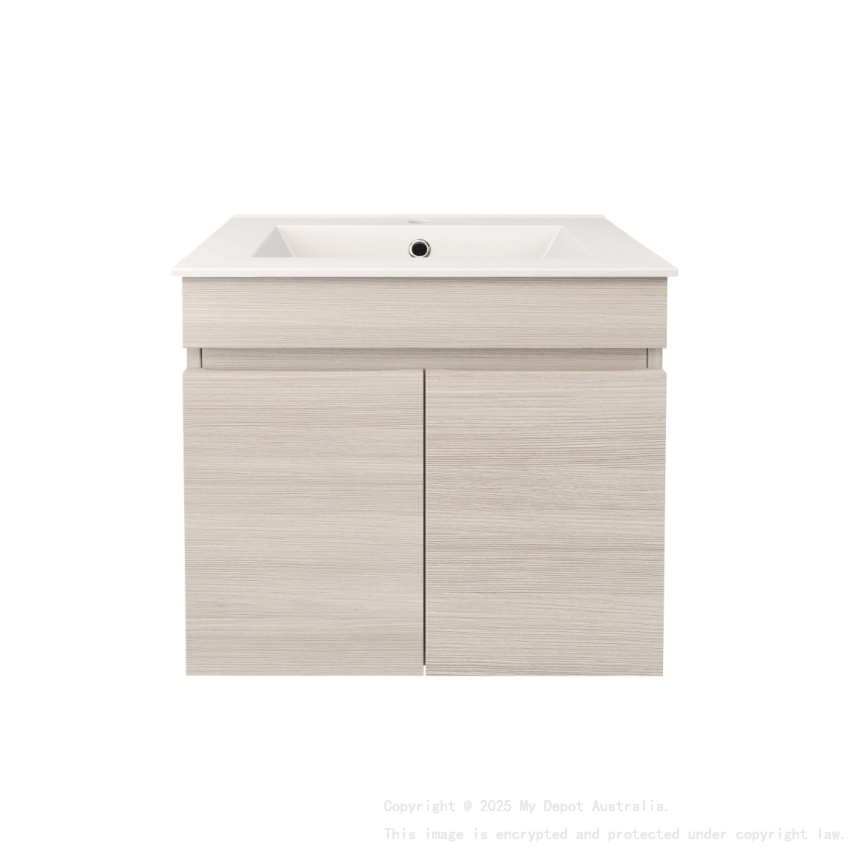 590X370X500mm Camden Modern Wall Hung Cabinet Coastal Oak Soft Closing Finger Pull Doors