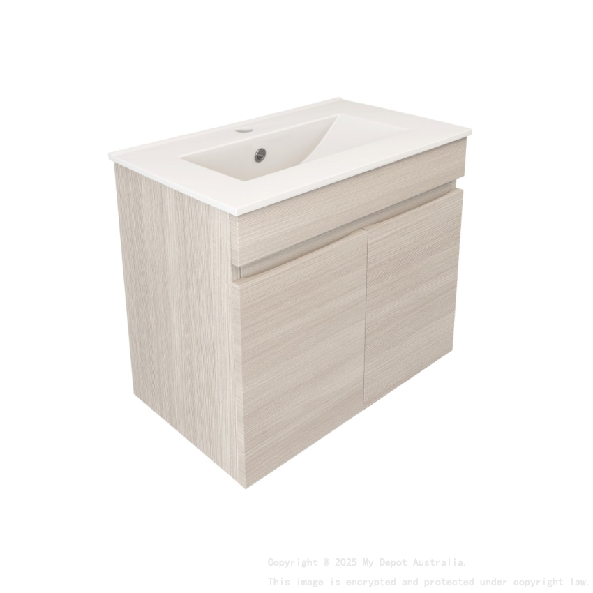 590X370X500mm Camden Modern Wall Hung Cabinet Coastal Oak Soft Closing Finger Pull Doors