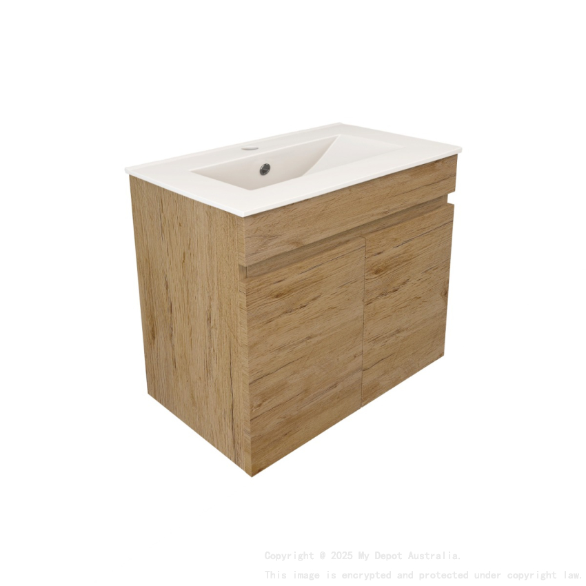 590X370X500mm Camden Modern Wall Hung Cabinet Prime Oak Soft Closing Finger Pull Doors