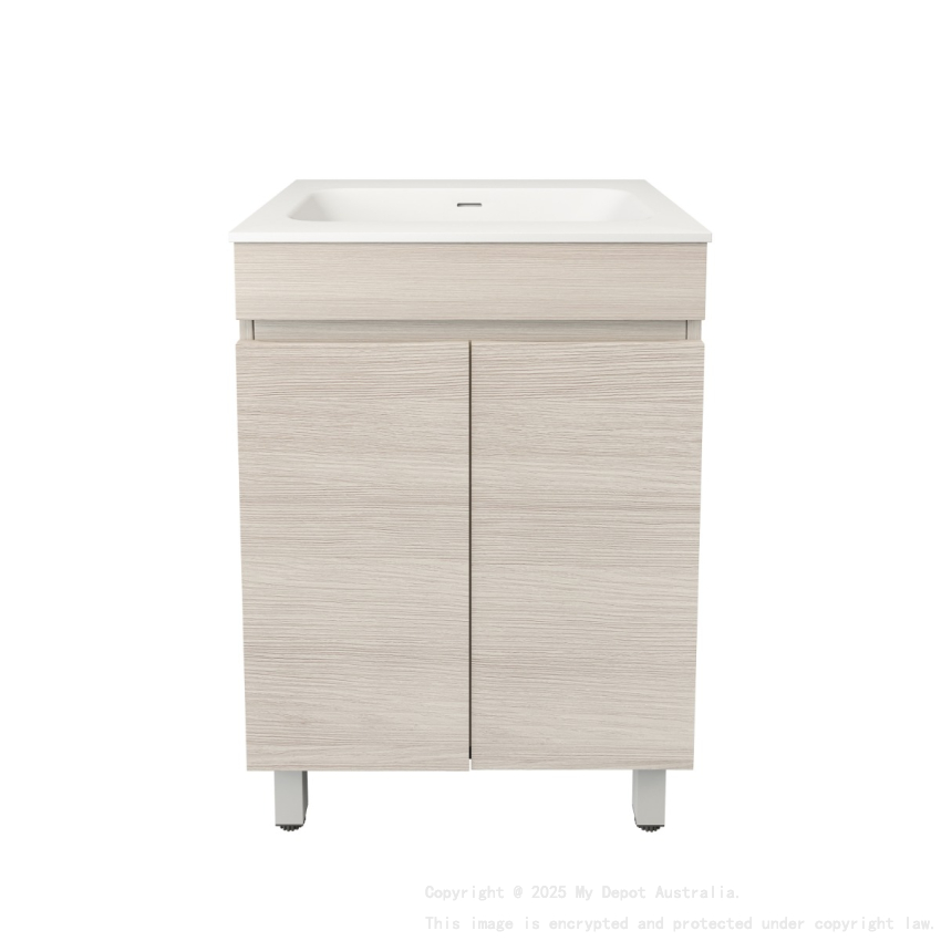 590X455X710mm Camden Modern Free Standing Cabinet Coastal Oak Soft Closing Finger Pull Doors