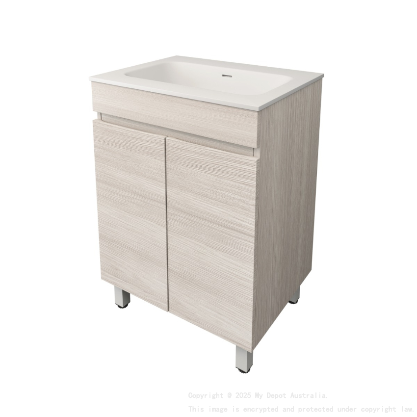 590X455X710mm Camden Modern Free Standing Cabinet Coastal Oak Soft Closing Finger Pull Doors