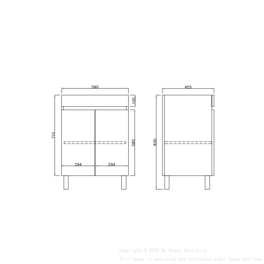 590X455X710mm Camden Modern Free Standing Cabinet Coastal Oak Soft Closing Finger Pull Doors