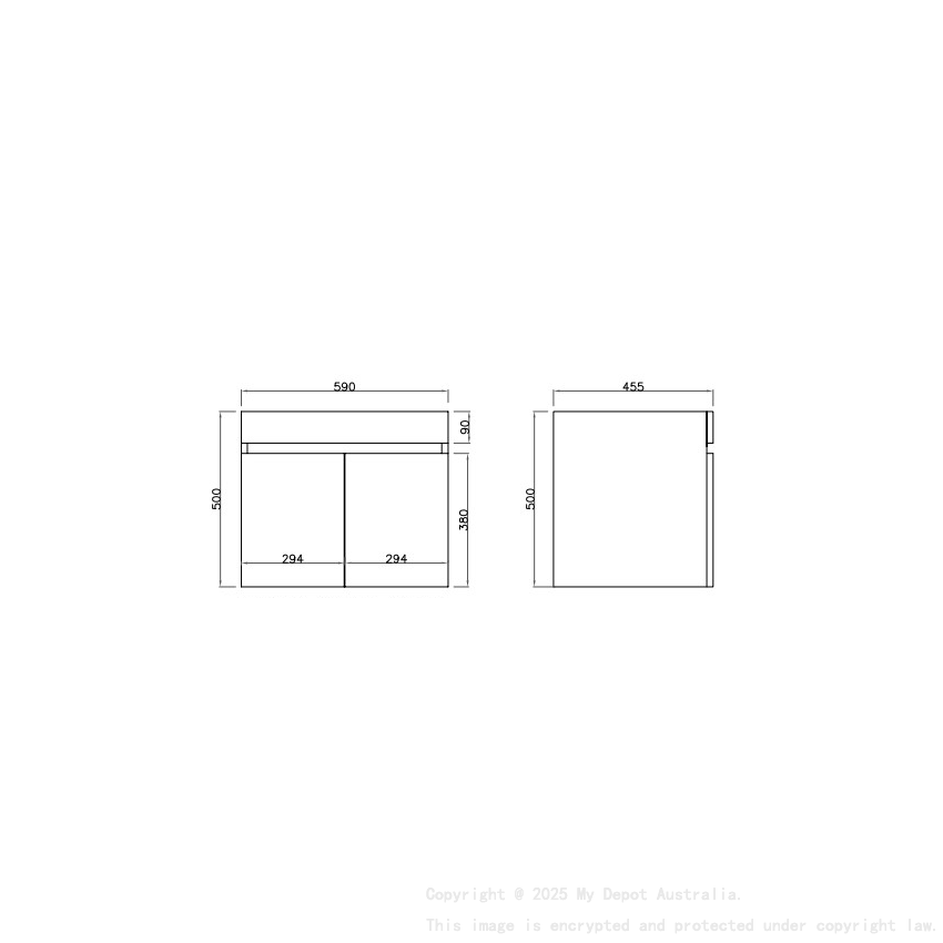 590X455X500mm Camden Mordern Wall Hung Cabinet Prime Oak Soft Closing Finger Pull Doors