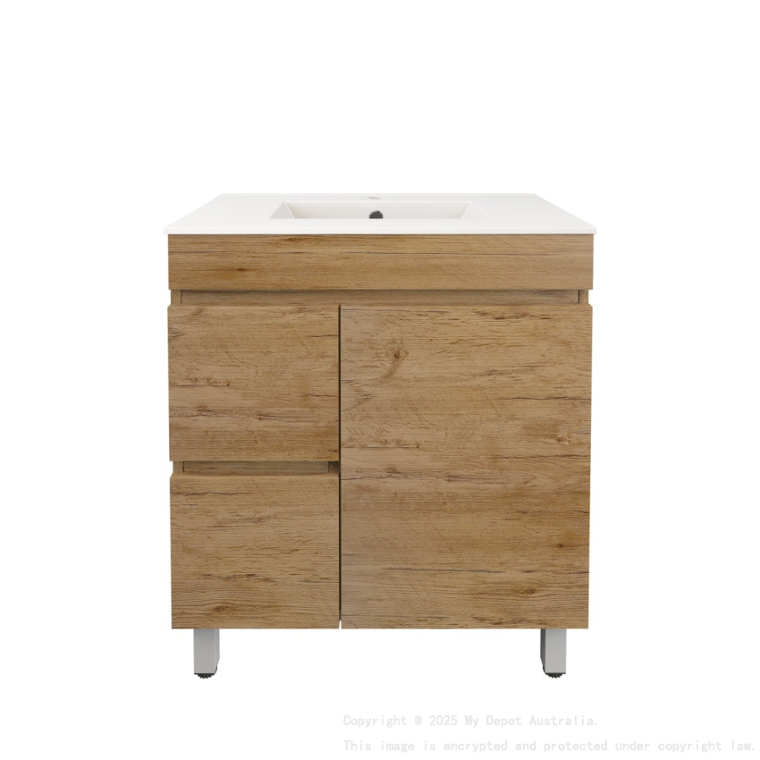 740X355X710mm Camden Modern Free Standing Cabinet Prime Oak Soft Closing Finger Pull Door Left Hand Drawers