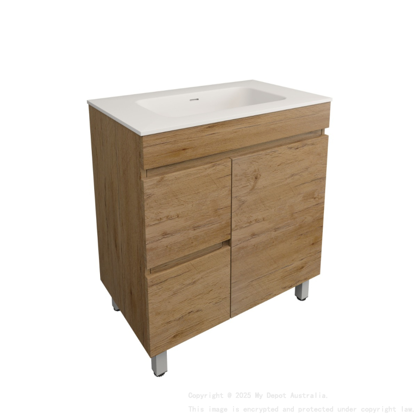 740X455X710mm Camden Modern Free Standing Cabinet Prime Oak Soft Closing Finger Pull Door Left Hand Drawers