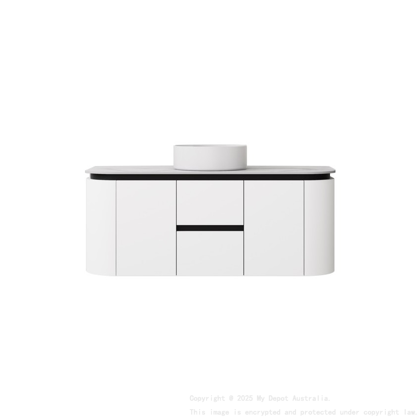 1190X455X470mm Matte Black And White Devito Modern Wall Hung Vanity PVC Cabinet