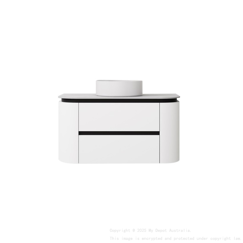 890X455X470mm Matte Black And White Devito Modern Wall Hung Vanity PVC Cabinet