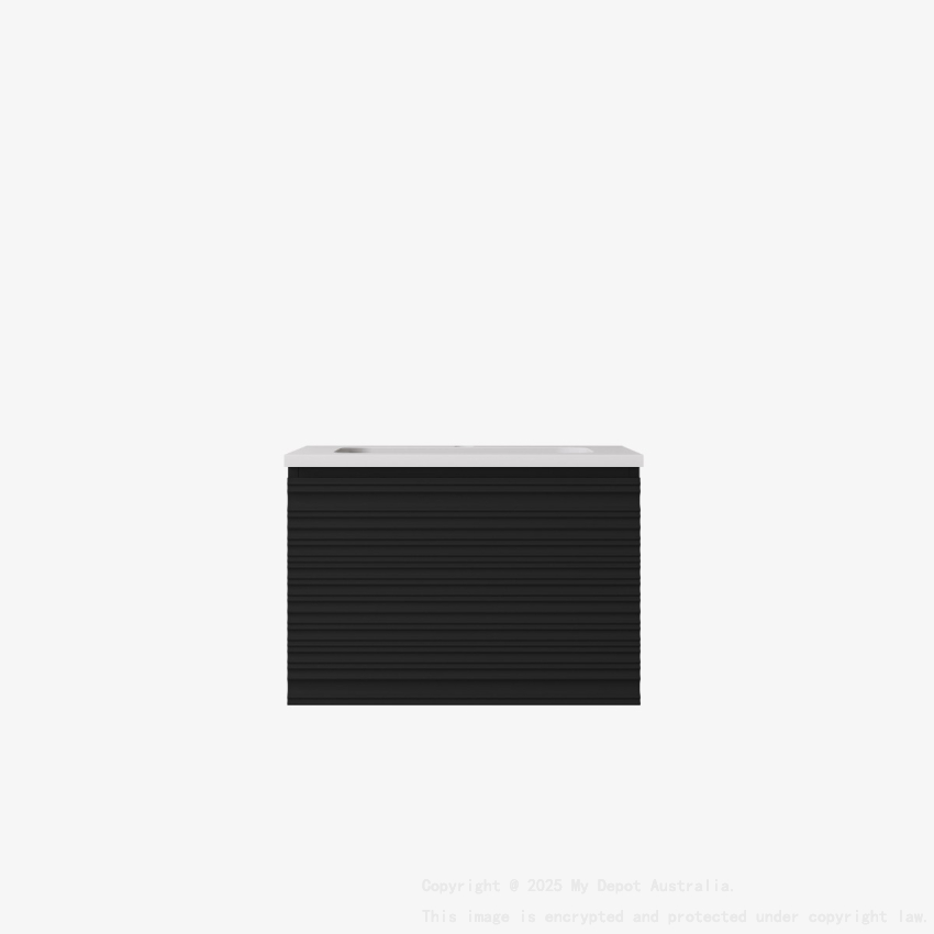 590x455x400mm Matte Black Sedona Modern Fluted Wall Hung PVC Cabinet