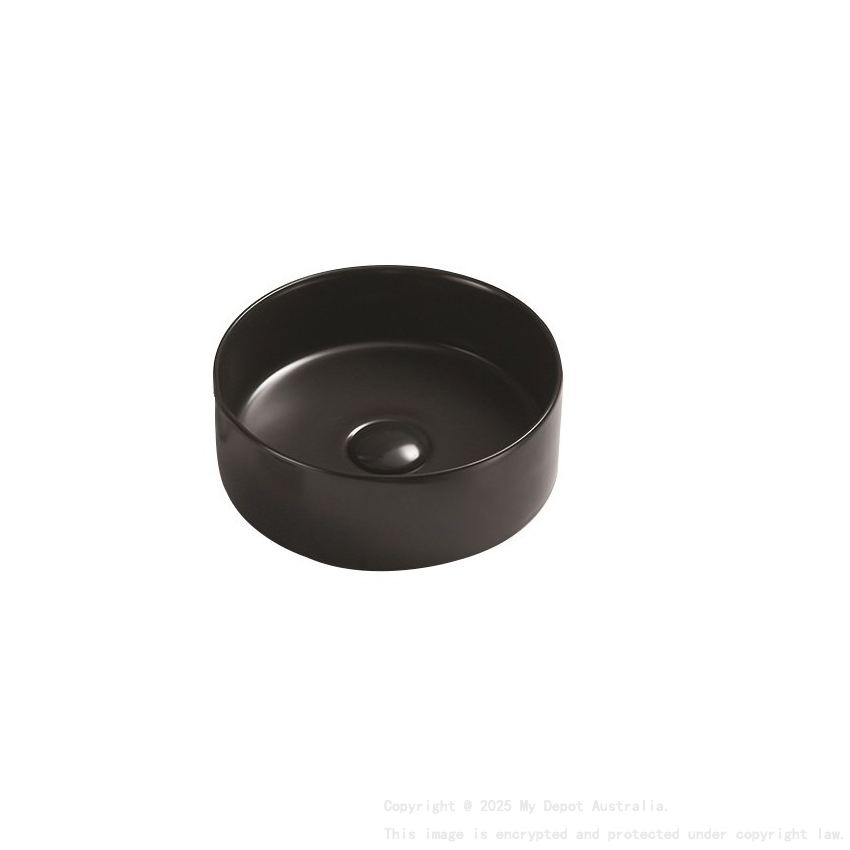 300*300*105mm Matte Black Olley Fine Ceramic Above Counter Basin No Overflow 32mm Waste