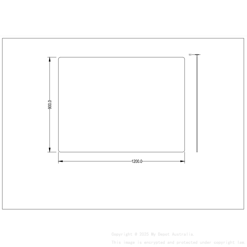 1200X900X5mm Recta Plain Pencil Edge Mirror