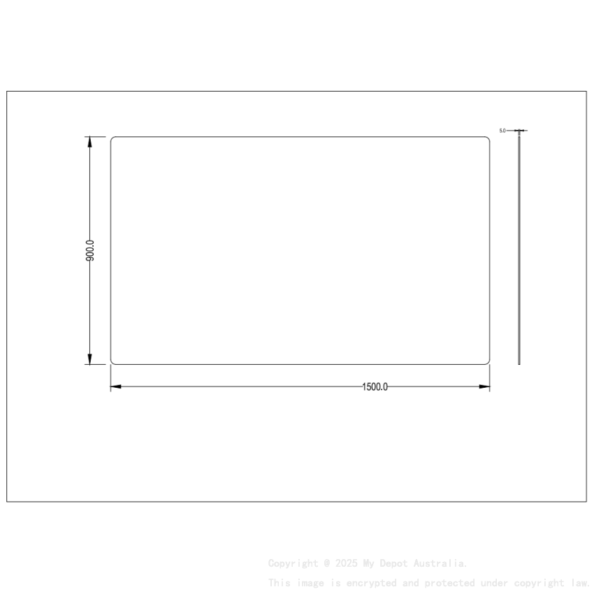 1500X900X5mm Recta Plain Pencil Edge Mirror