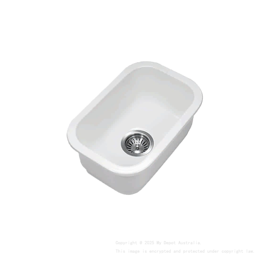 Size:330*483*184mm Gloss White Elba Fine Fireclay Bar Sink Grid And Waste Included