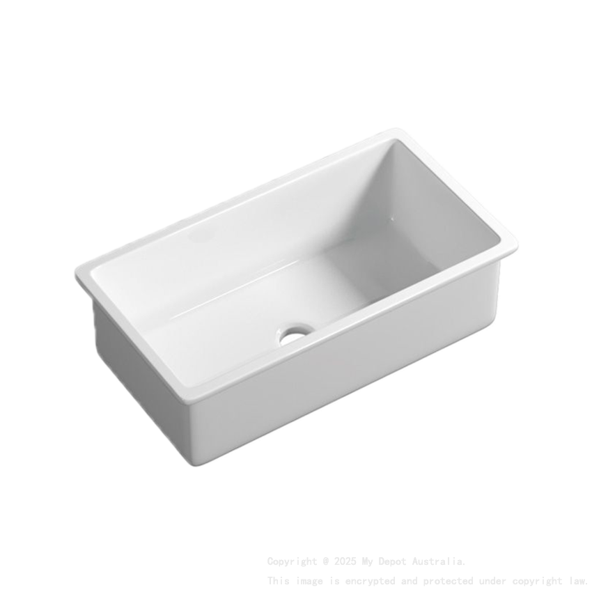 Size:813*483*254mm Gloss White Procida Fine Fireclay Inset/Undermount Sink Single Bowl Grid And Waste Included
