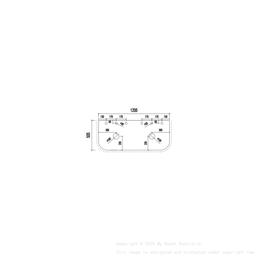 1205X505X18mm Carrara White Marble Curve Stone Top