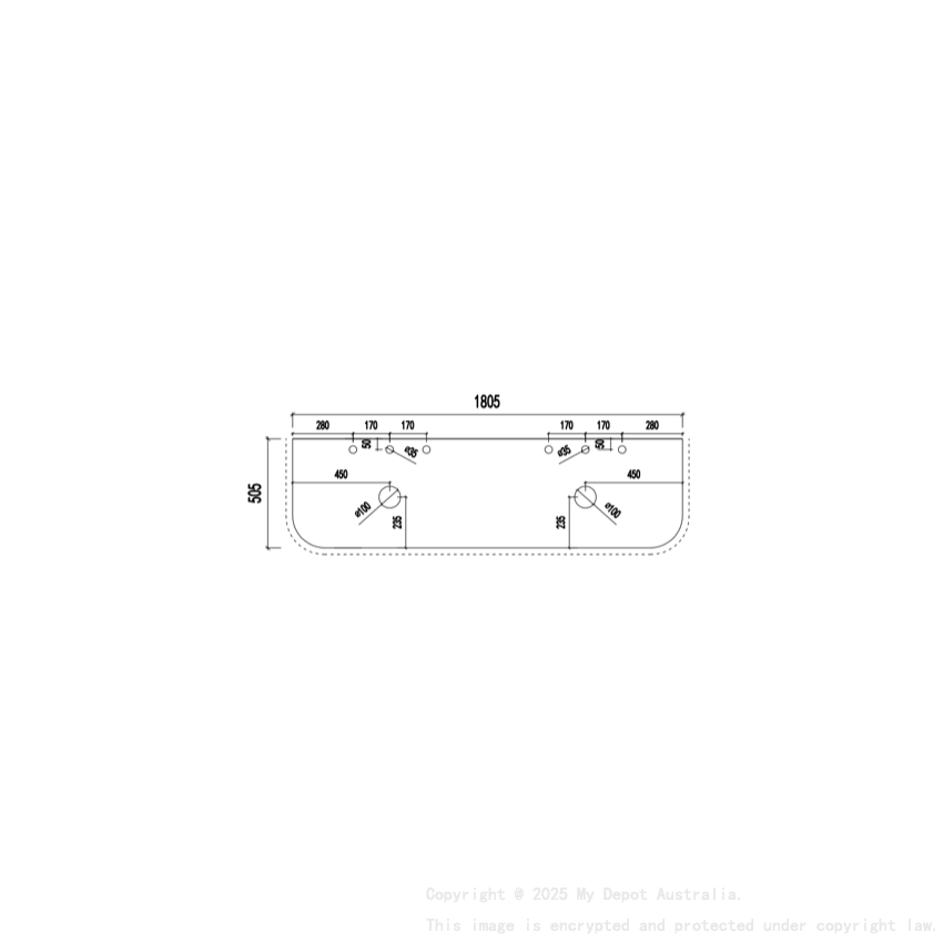 1805X505X12mm Calacatta Artic White Solid Surface Stone Top