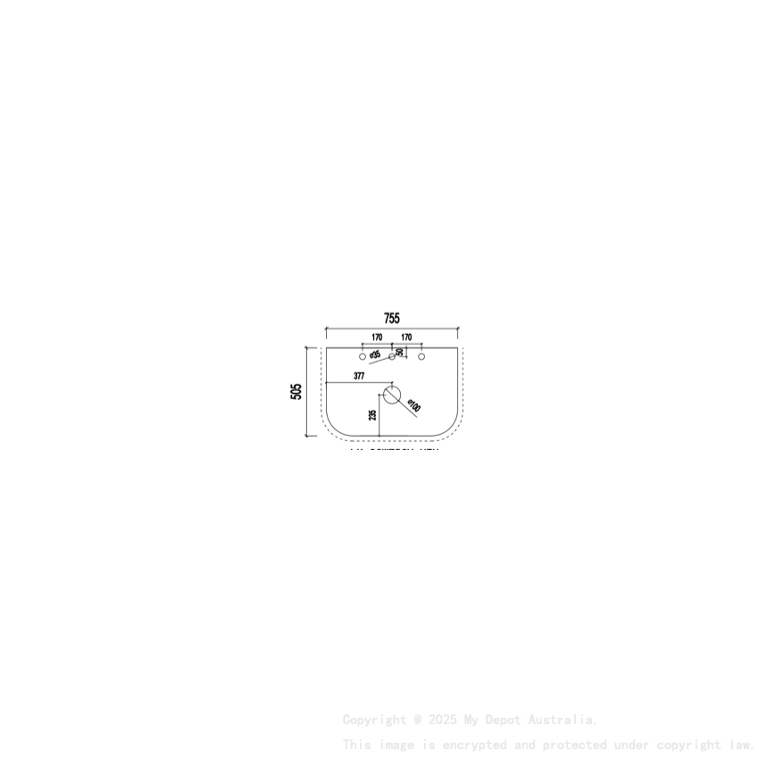 755X505X12mm Calacatta Artic White Solid Surface Stone Top