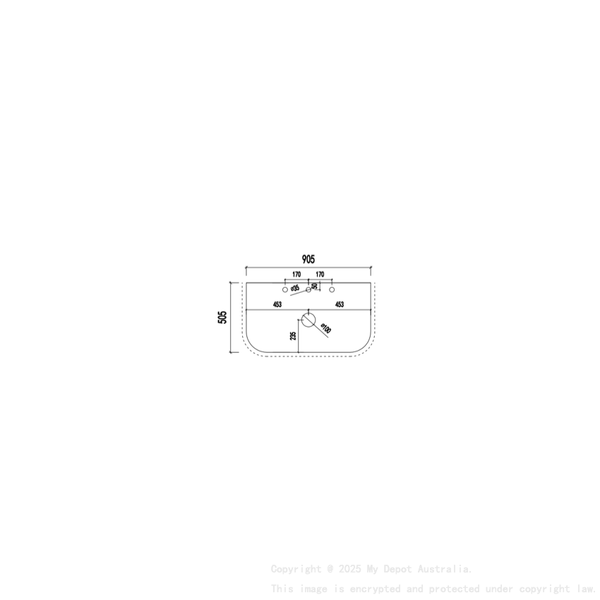 905X505X20mm Calacatta White (WG486) Zero Silica Engineer Curve Stone Top