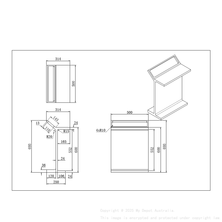 500X314X693mm Matt White Chasey Standing Towel Rack